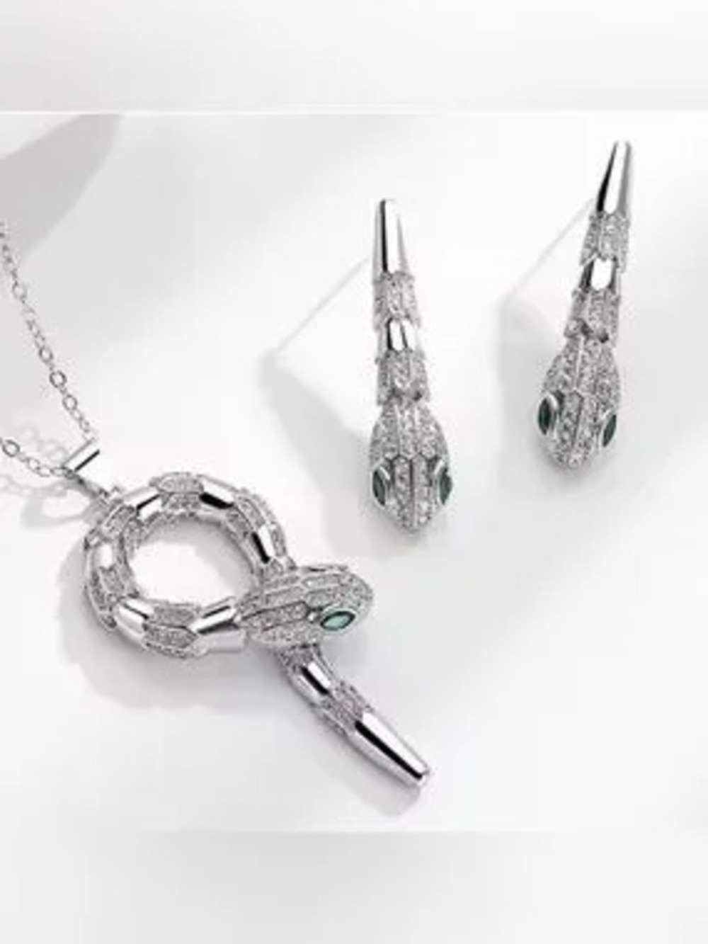 Snake Necklace & Earrings Set - Serpenti Style Jewelry